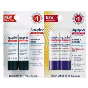 Aquaphor Lip Repair Moisturizing Lip Balm Set Soothes Dry Chapped Lips 2 Packs